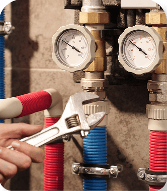 Close up of HVAC pressure gauges