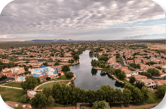Sahuarita neighborhood and lake
